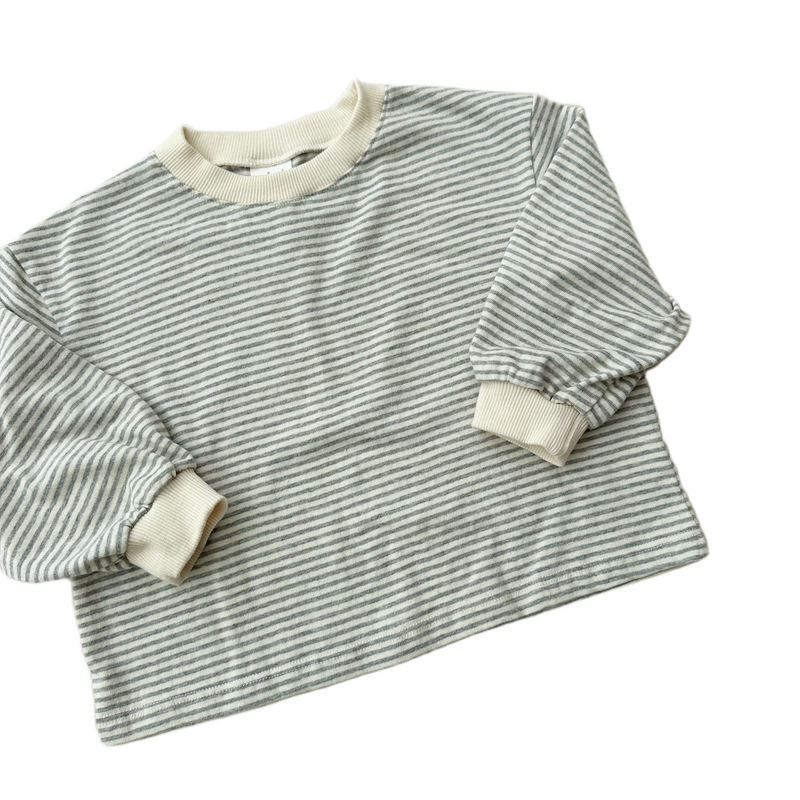 Mel striped cotton tee - Cream/melange
