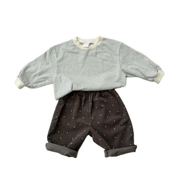 Mel corduroy flower pants - Charcoal