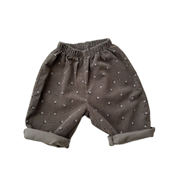 Mel corduroy flower pants - Charcoal