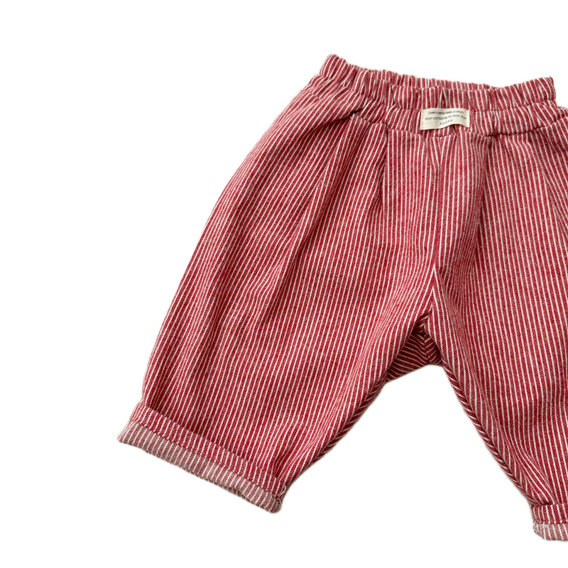 Soft flanel striped chino pants - Red