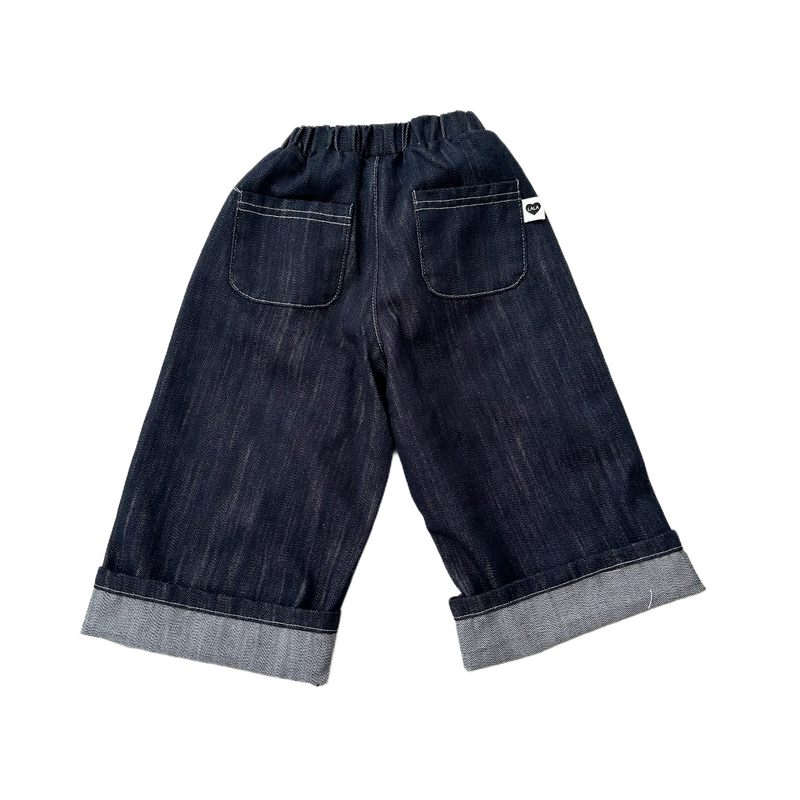 Roll up denim pants - Dark blue