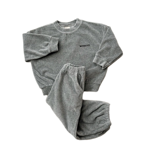 Velvet jogger set - Grey melange