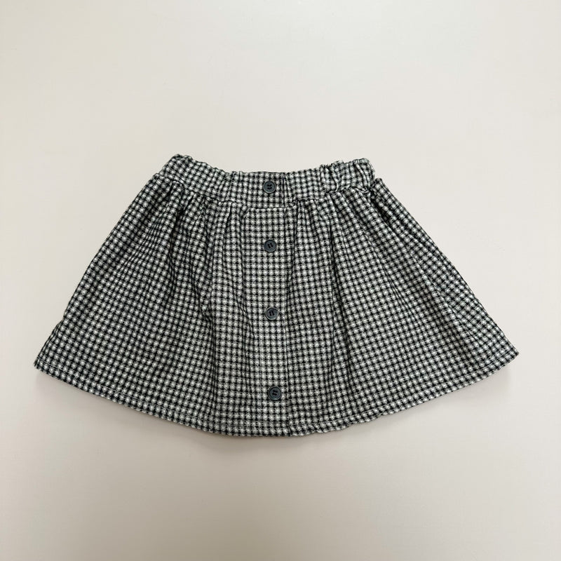 Button check skirt - Black/ivory