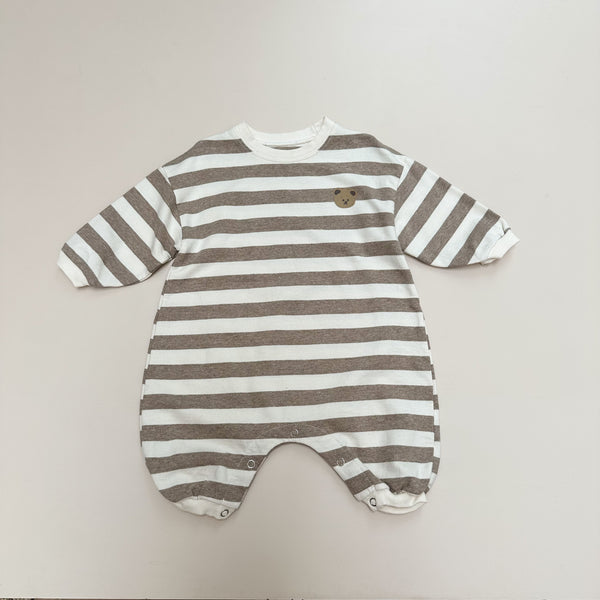 Striped bear sweater onesie - Beige/Ivory