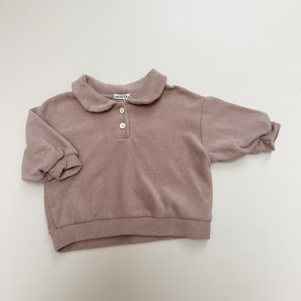 Circle collar terry sweater - Cocoa