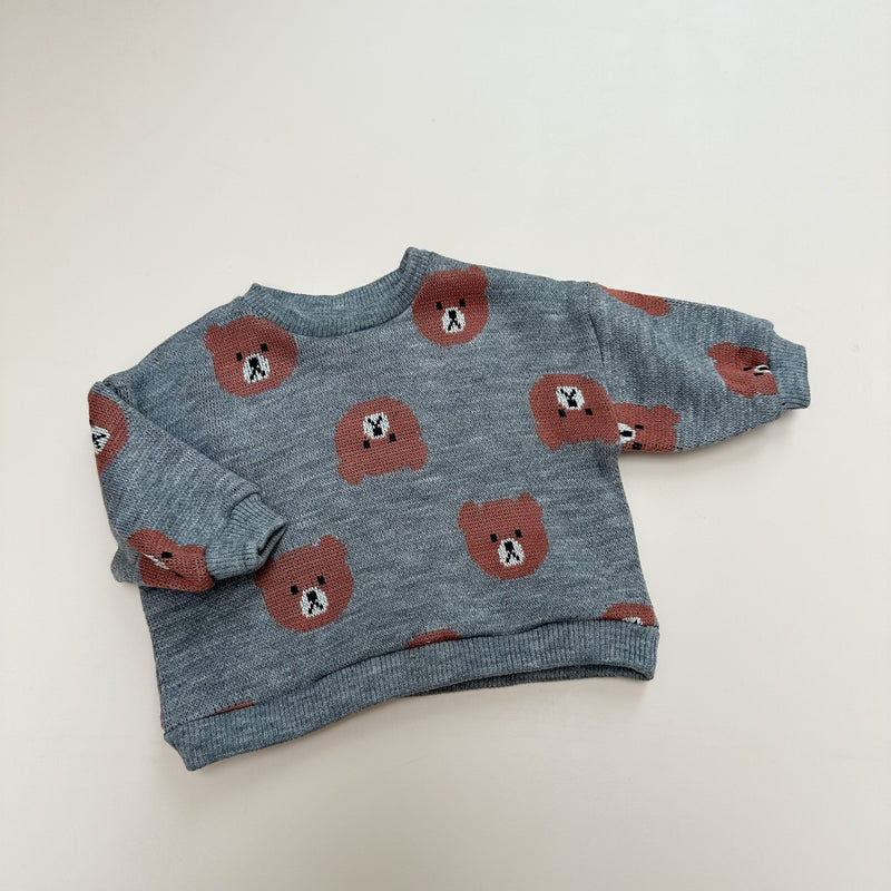 Bear jacquard sweatshirt - Dark grey melange