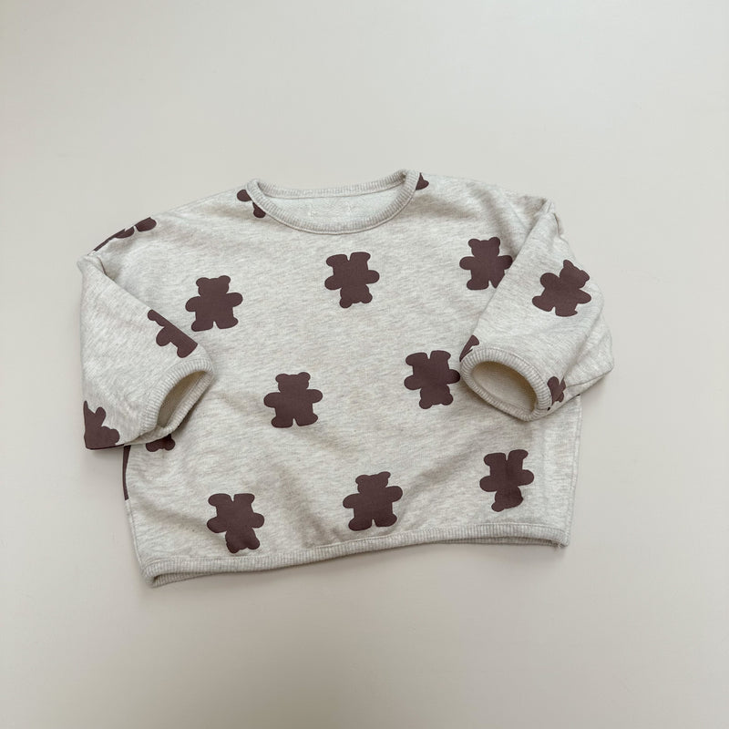 Cookie bear piping sweater - Oatmeal