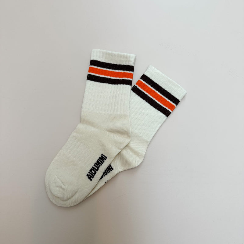 Sporty stripe socks - Cream/brown