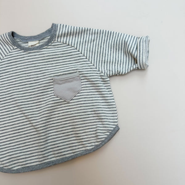 Striped pocket sweater top - Grey melange stripe