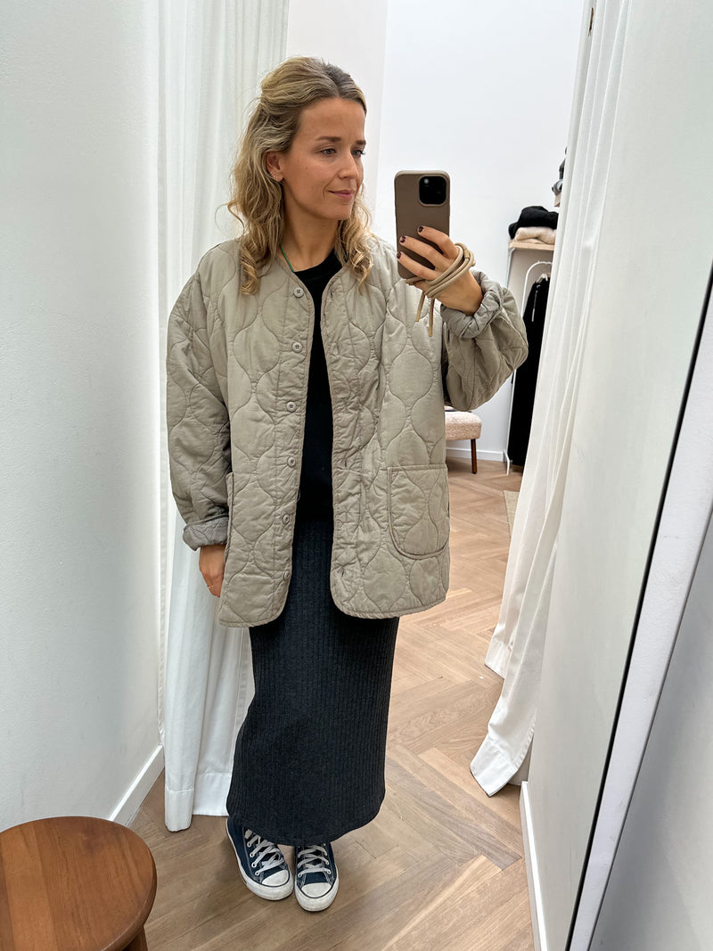 Oversized quilted jacket - Khaki grey