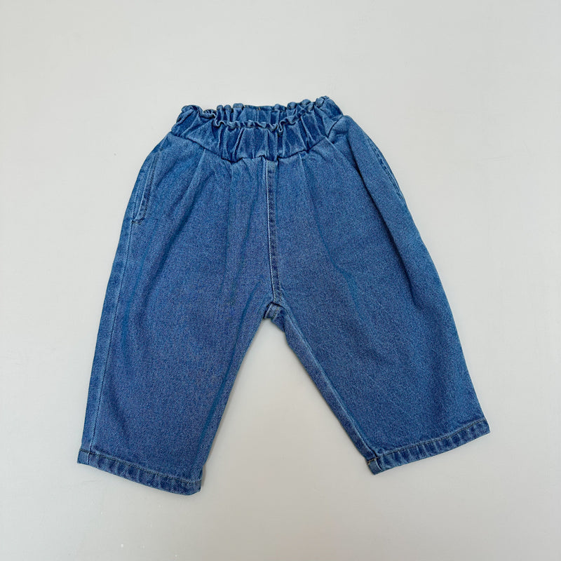 Denim pants with pleats - Blue