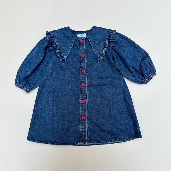 Collar denim dress - Blue