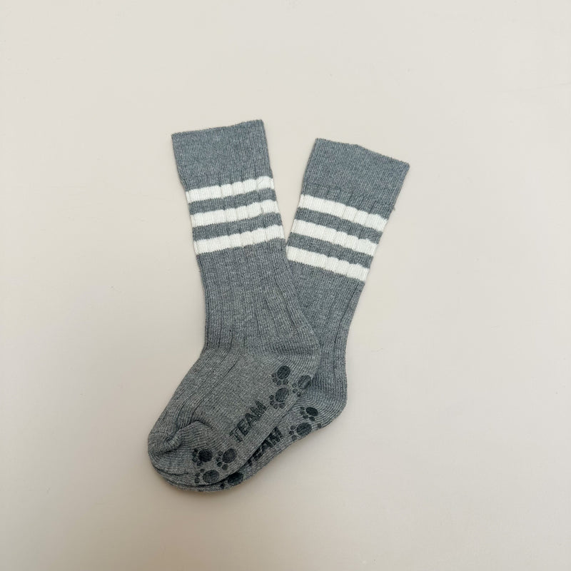 Sporty rib knee socks - Grey melange
