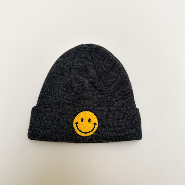 Smile patch beanie - Charcoal
