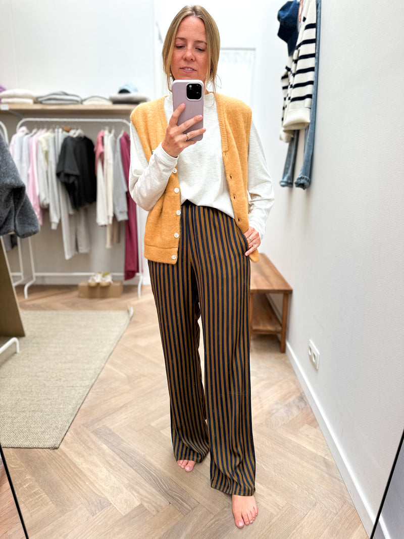 Fluide striped pants - Chestnut/navy