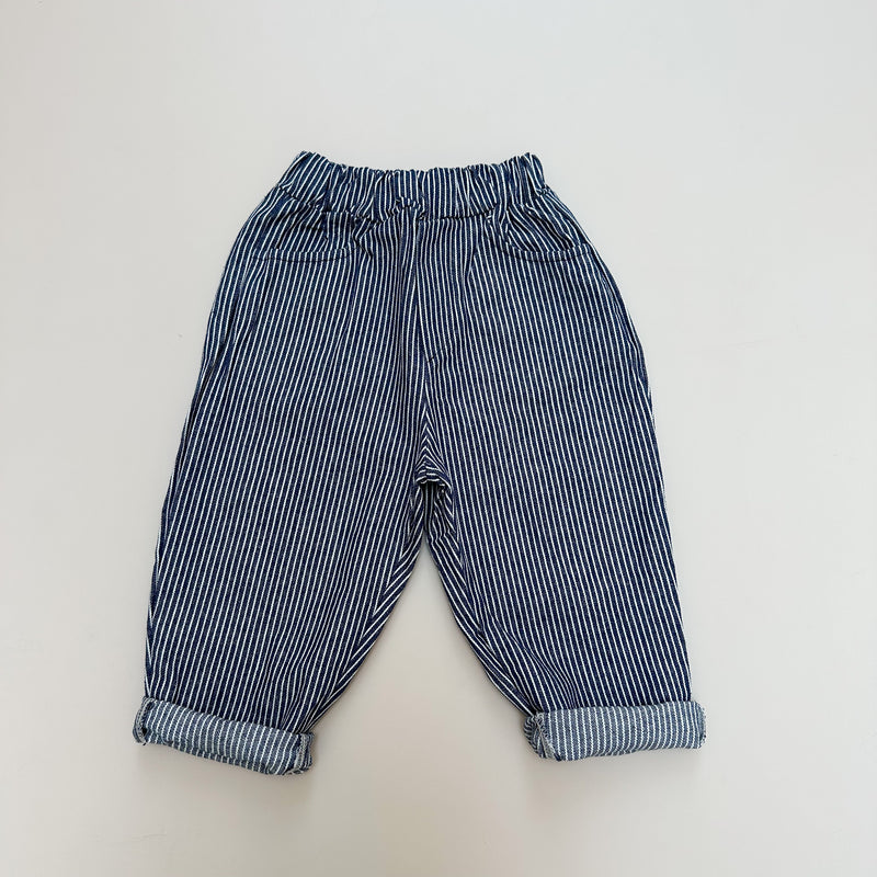 Striped denim pants - Blue