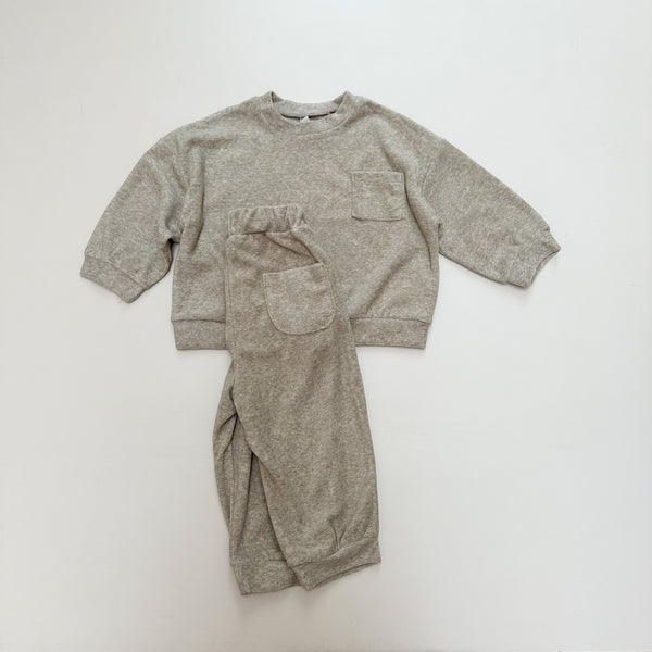 Velvet pocket jogger set - Beige