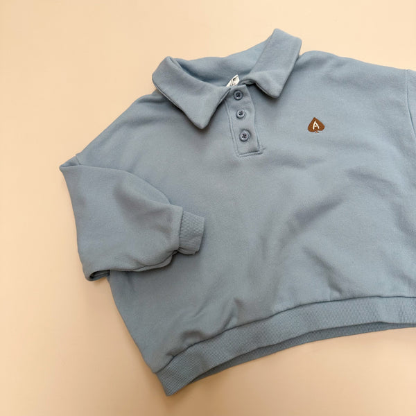 Loose polo sweatshirt - Sky