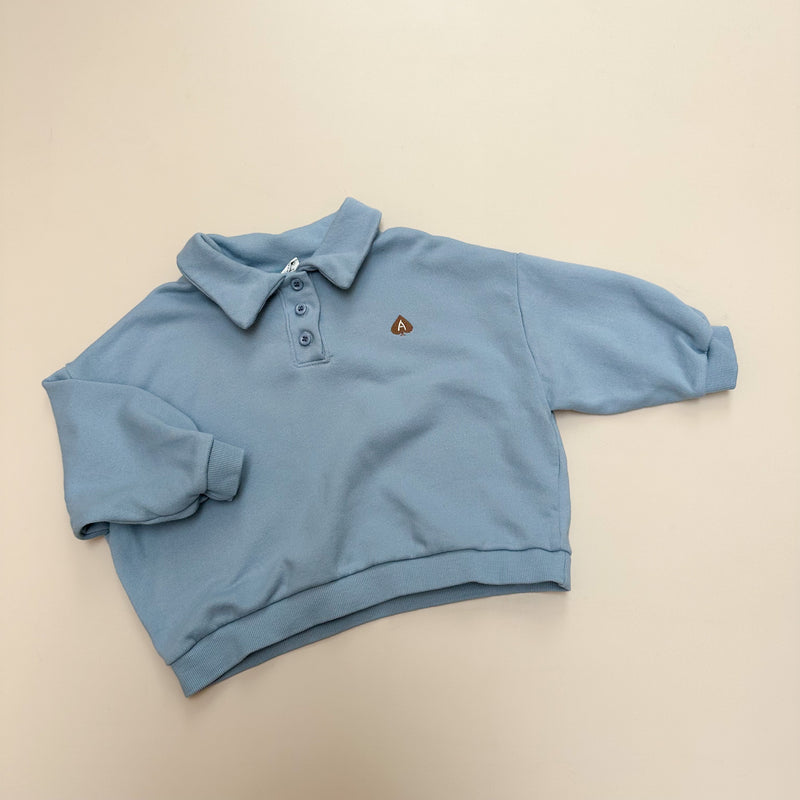 Loose polo sweatshirt - Sky
