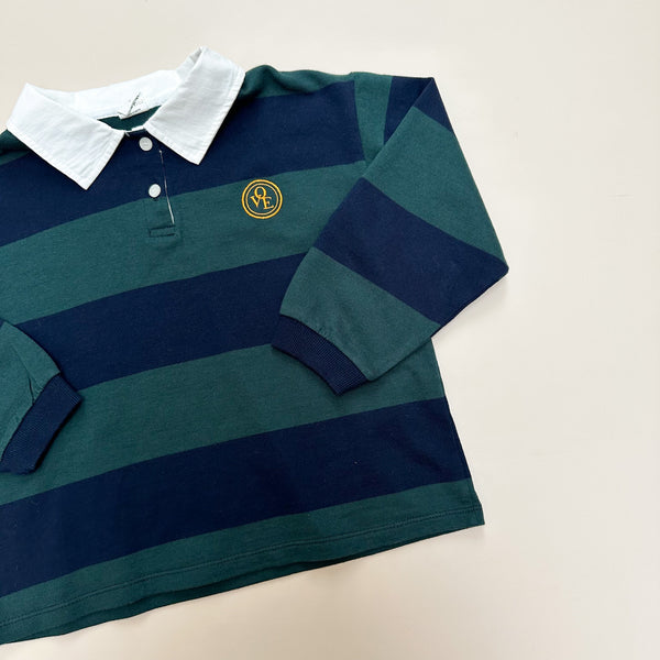 Striped collar sweater - Navy/green