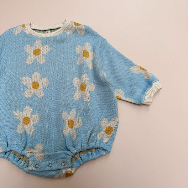 Daisy jacquard onesie - Sky