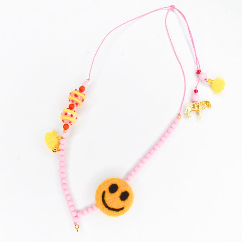 FB smiley necklace - Pink