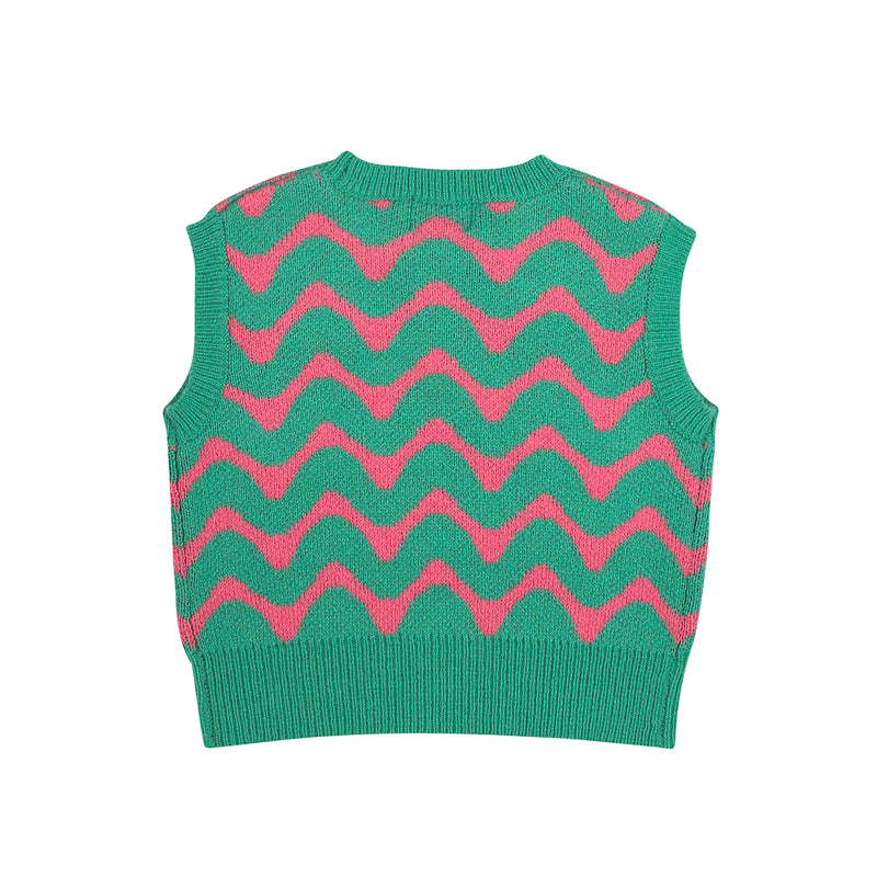 Zigzag knit vest - Green