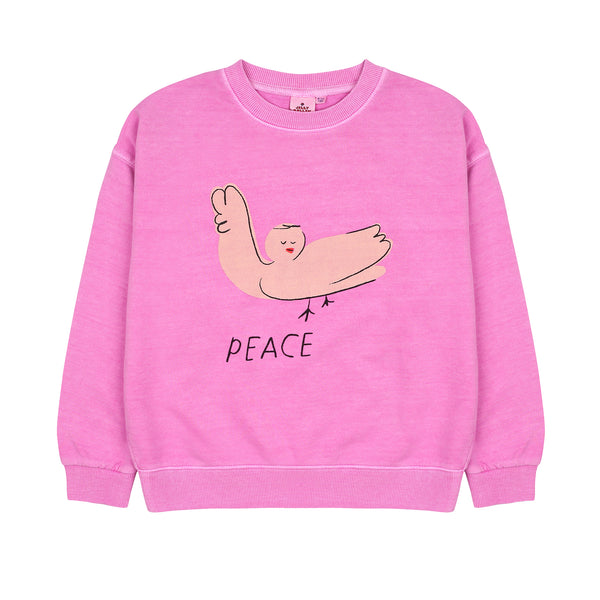 Peace bird pigment sweatshirt - Candy pink