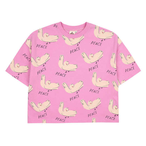 Peace bird allover tee - Candy pink