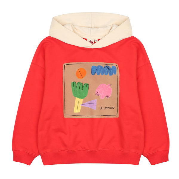 Frame color block hoodie - Red
