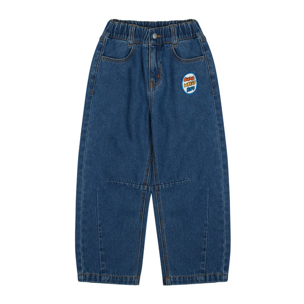 Friends lettering denim pants - Blue