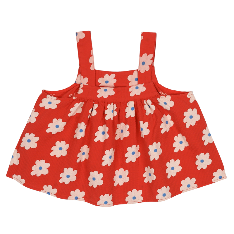 Floral sleeveless blouse - Poppy red