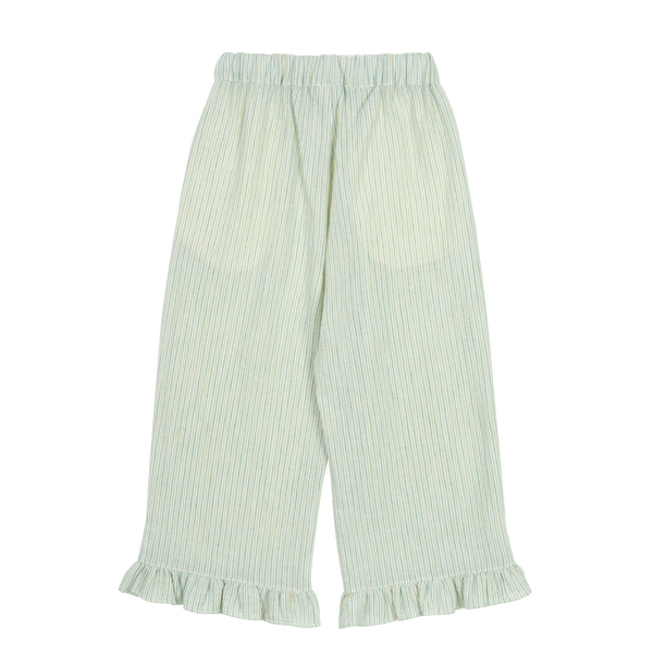 Bird stripe frill pants - Cream