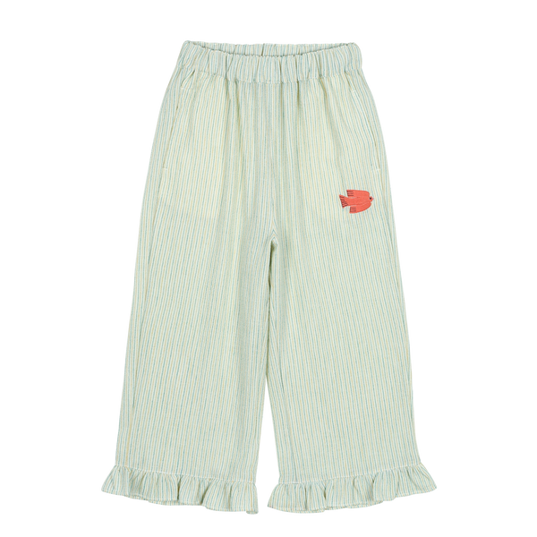 Bird stripe frill pants - Cream