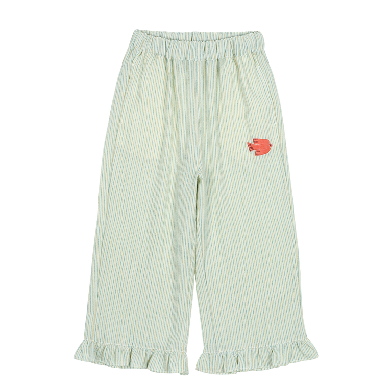 Bird stripe frill pants - Cream