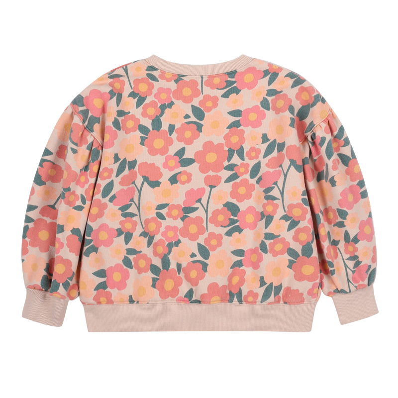 Floral puffy sleeve sweatshirt - Vintage orange