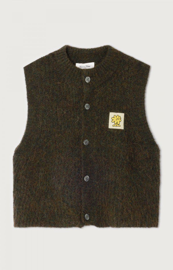 East cardigan vest - Spruce melange brown/green