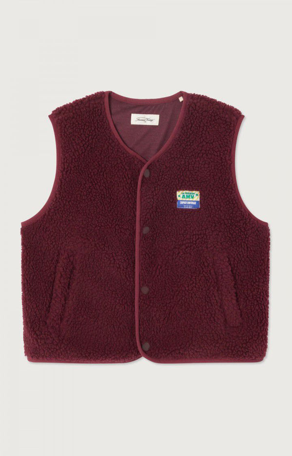Hoktown pile vest kids - Burgundy melange