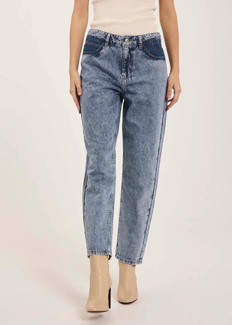 Kenzie relaxed color block jeans - Washed blue