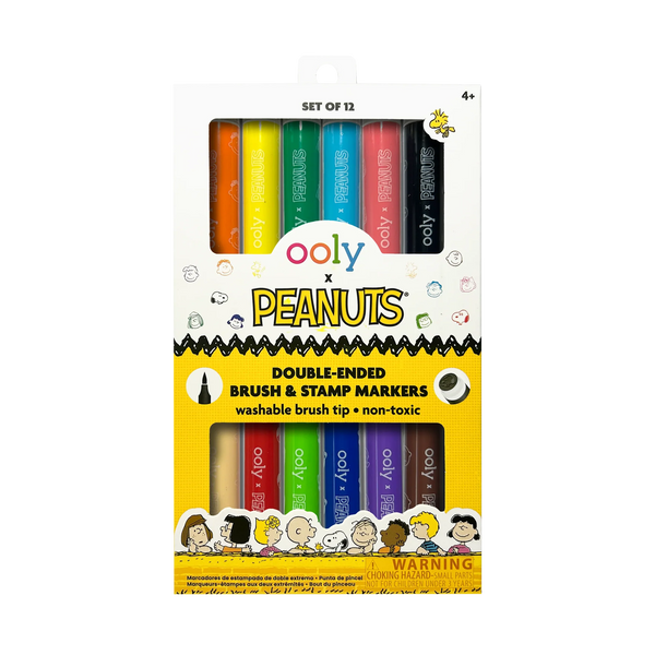 OOLY x Peanuts Double-Ended Brush & Stamp Markers - Set of 12
