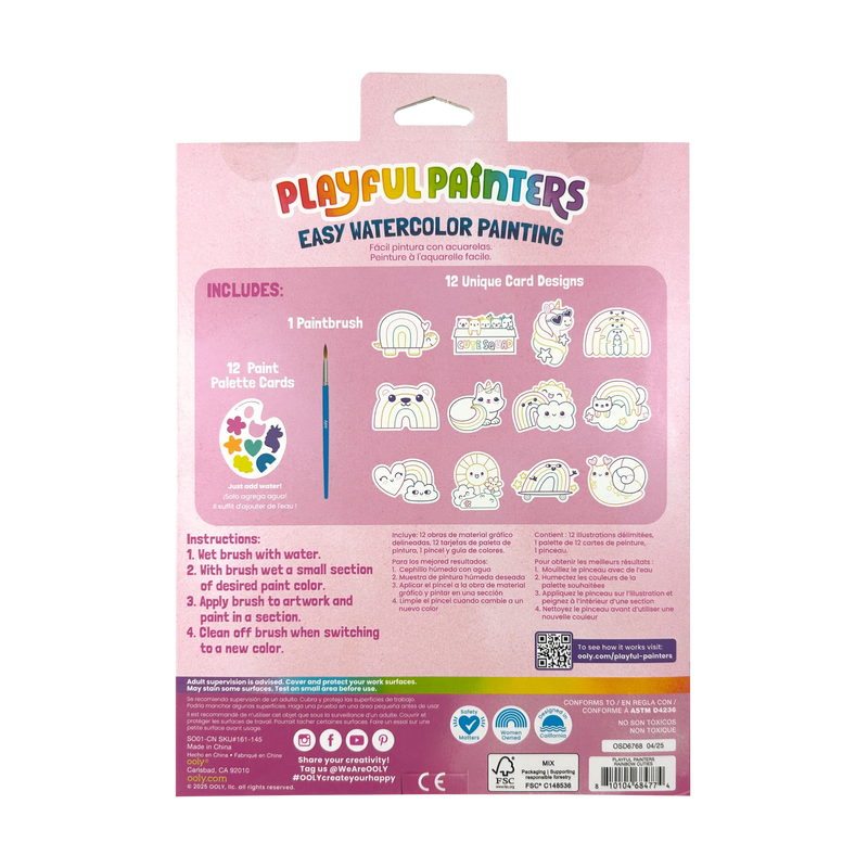 Ooly - Playful Painters: Easy Watercolor Painting Kit - Rainbow Cuties