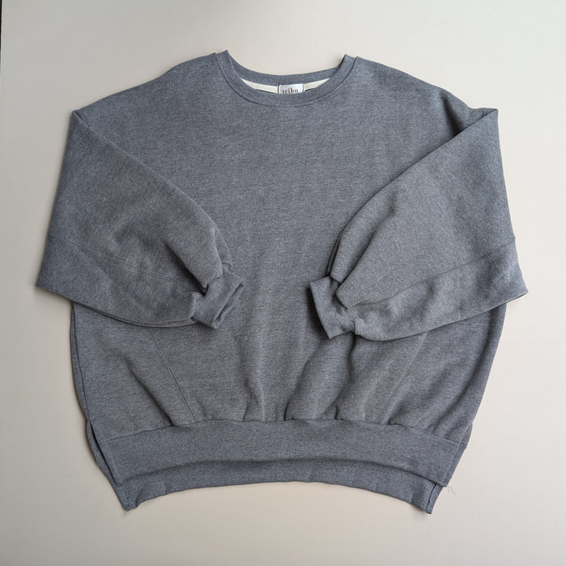 Stitch fleeced sweater - Dark grey melange