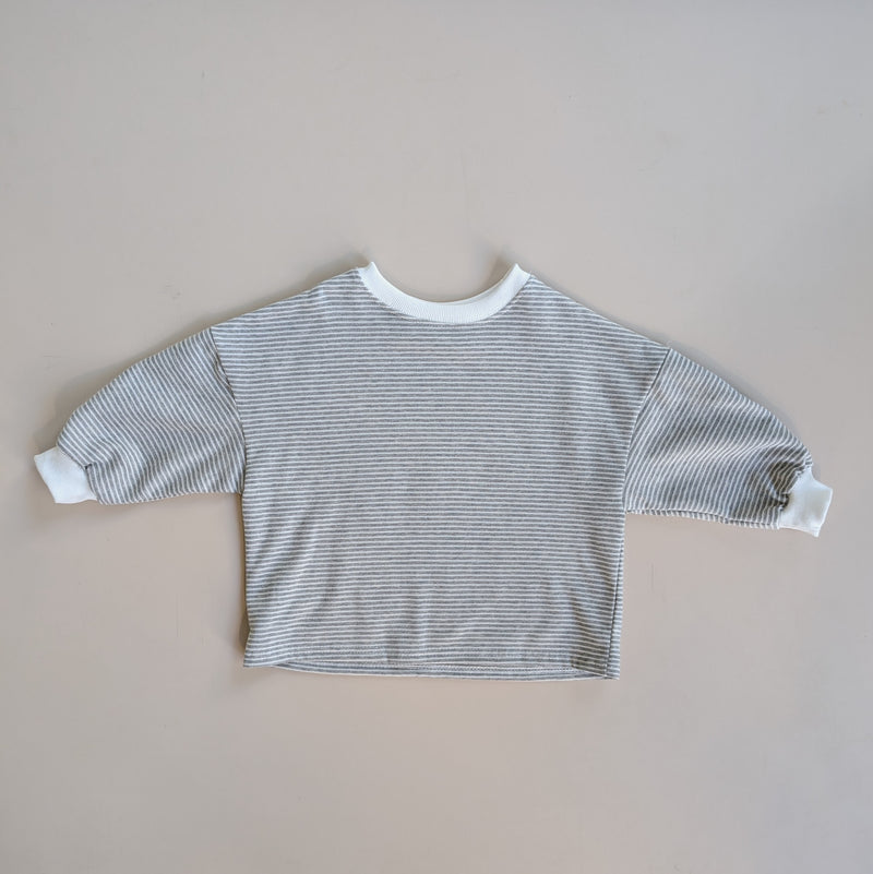 Lightly fleeced tee - Grey stripes