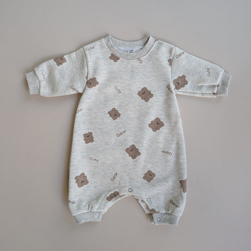 Bear fleeced sweater onesie - Oatmeal