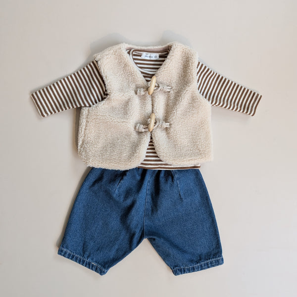 Fleeced teddy vest - Beige