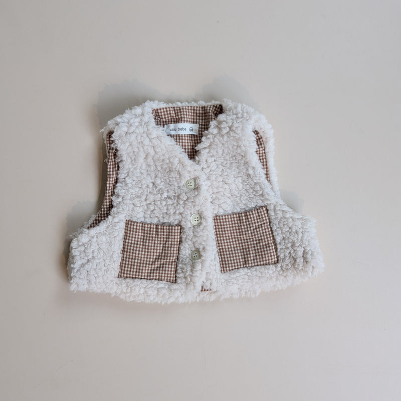 Bebe check fluffy vest - Cream