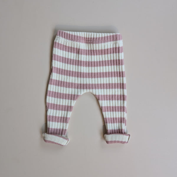 Bebe soft stripe leggings - Cream/pink