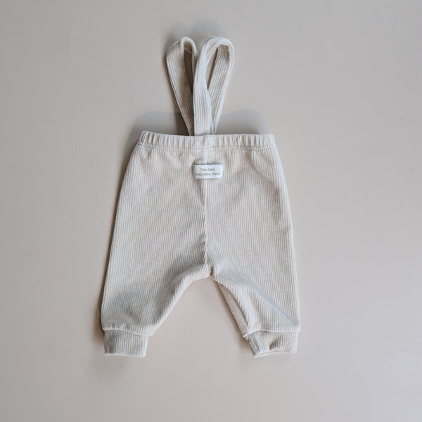 Soft rib dungaree pants - Cream