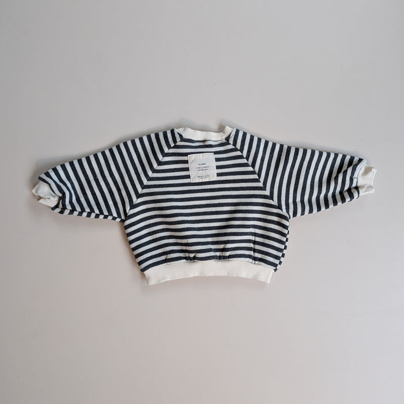 Striped fleece pocket sweatshirt - Charcoal