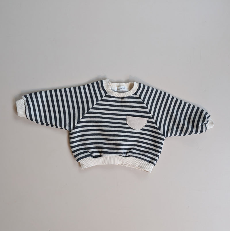 Striped fleece pocket sweatshirt - Charcoal